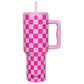 Pink Checker Stainless Steel Tumbler: Pink