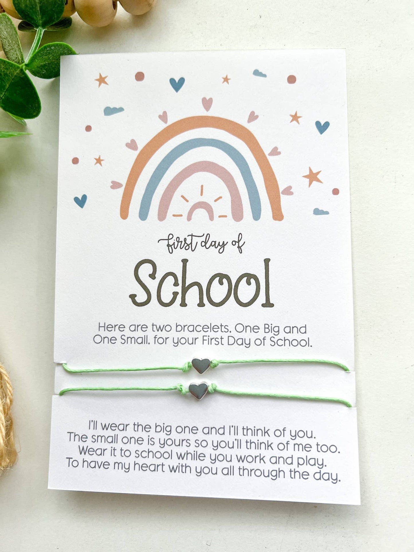 Back to School Wish Bracelet Boho Rainbow Mommy & Me : Pink