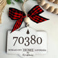 Zip Code Christmas Ornament Custom City & State: White Buffalo Plaid