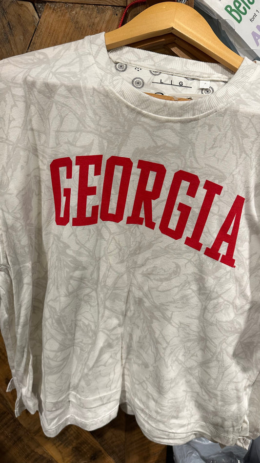 Georgia Bulldog White Pressbox Camo Short Sleeve T-Shirt