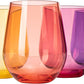 6 Unbreakable Colored Stemless Wine Glasses Acrylic Italian