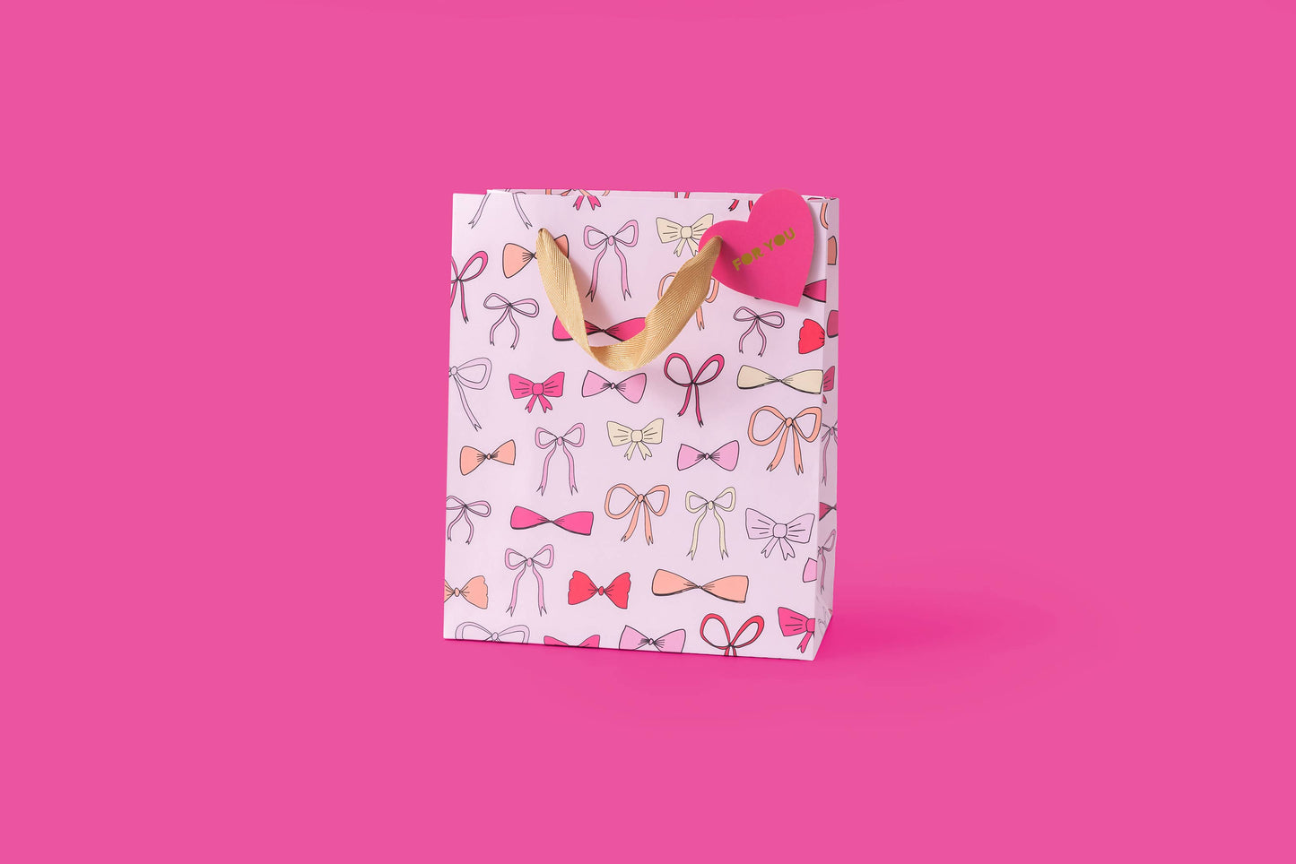 Gift Bags - Pink Bows - Assorted Sizes to Choose From: Medium