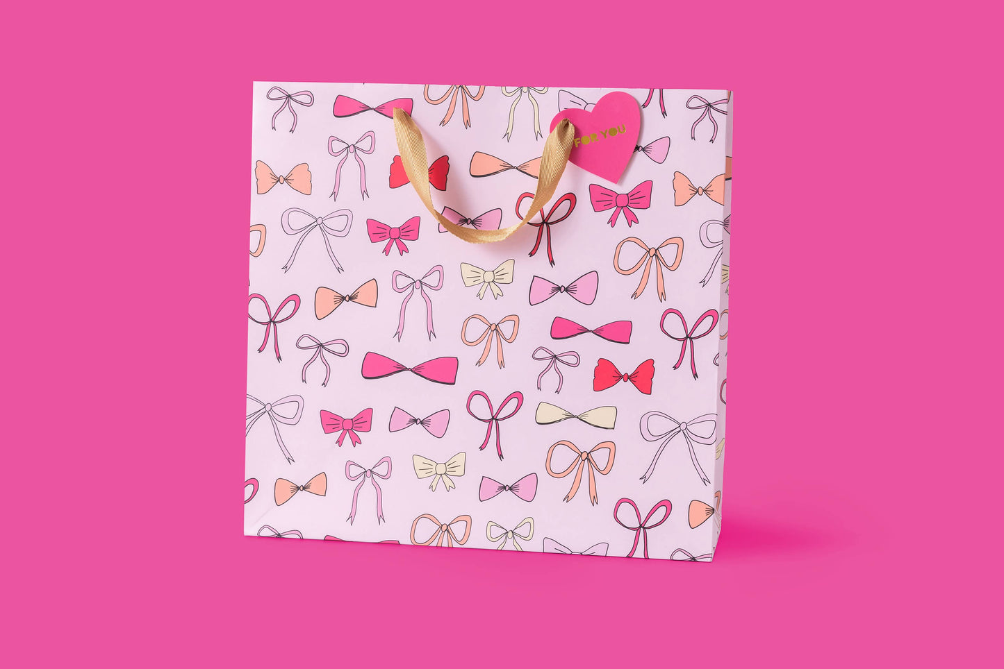 Gift Bags - Pink Bows - Assorted Sizes to Choose From: Medium