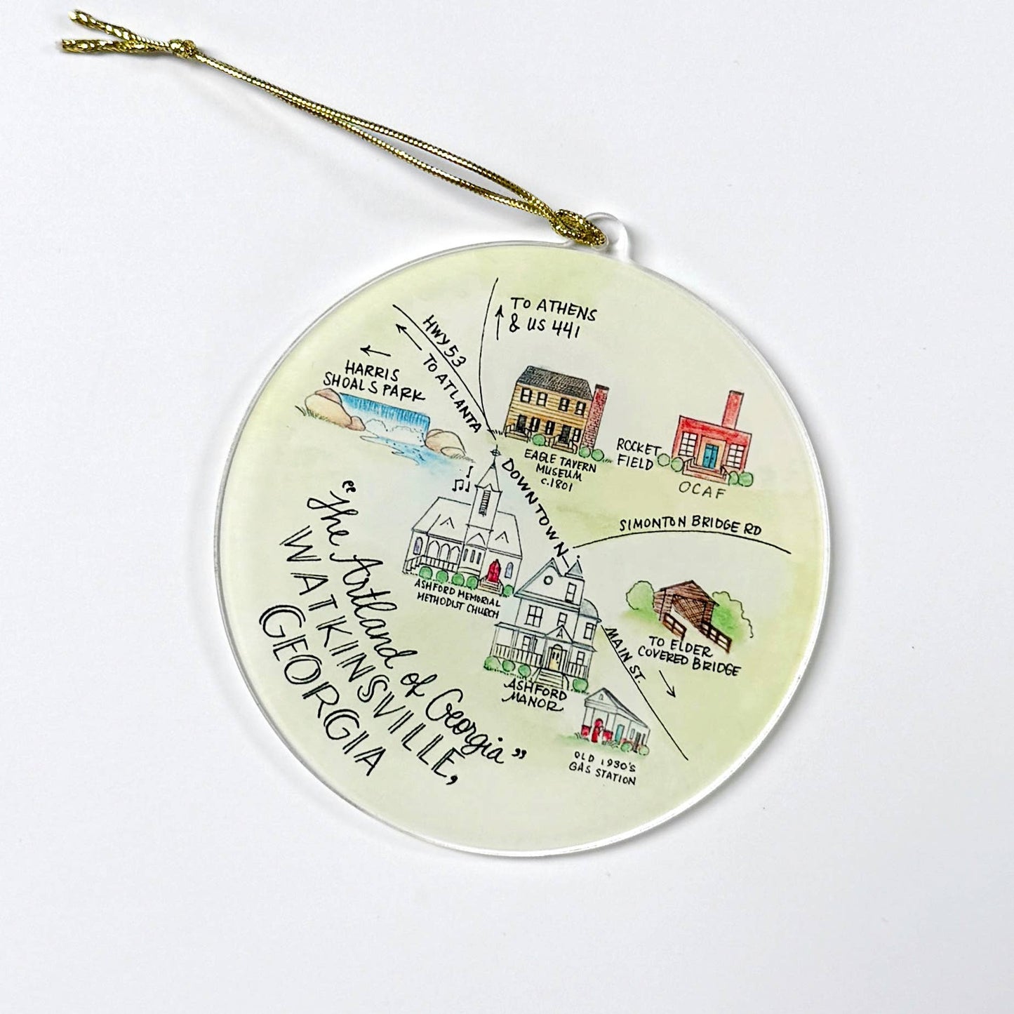 Watkinsville, Georgia Map Acrylic Ornament