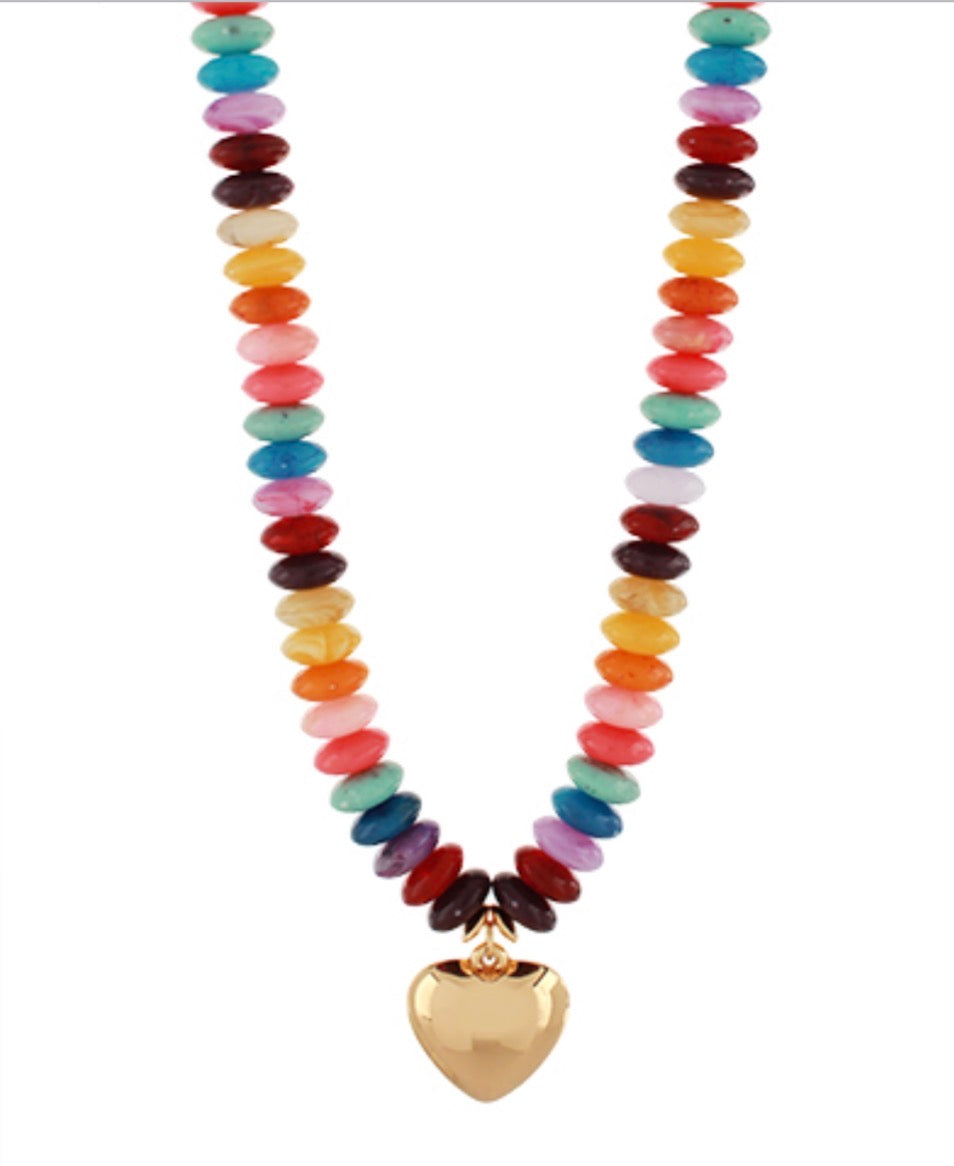 Puffy Heart Beaded Necklace