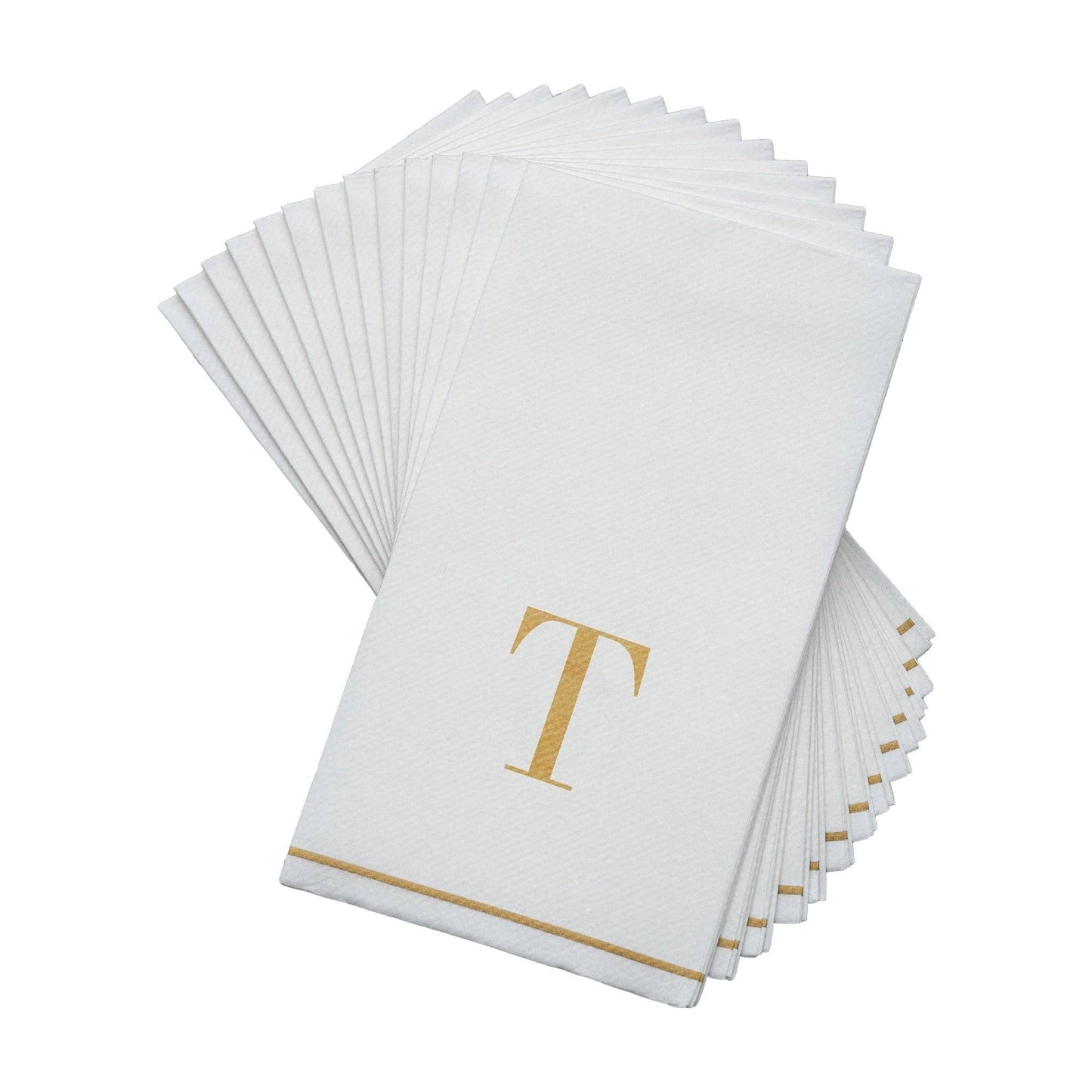 T Gold Monogram Paper Disposable Dinner Napkins | 14 Napkins: 14 Guest Napkins - 4.25" x 7.75"