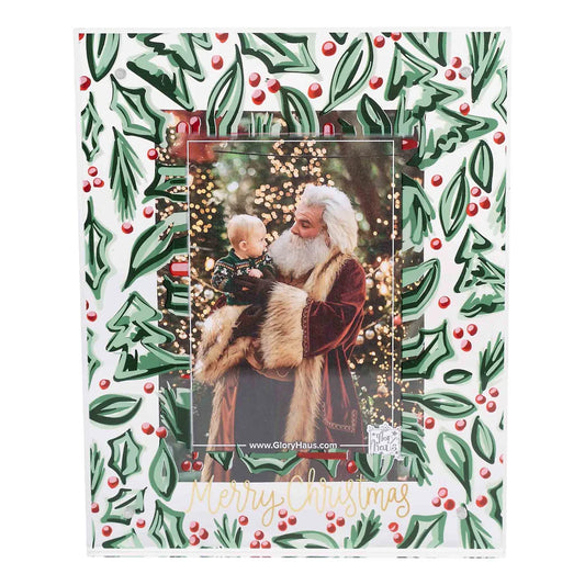 Merry Christmas Holly Acrylic Frame