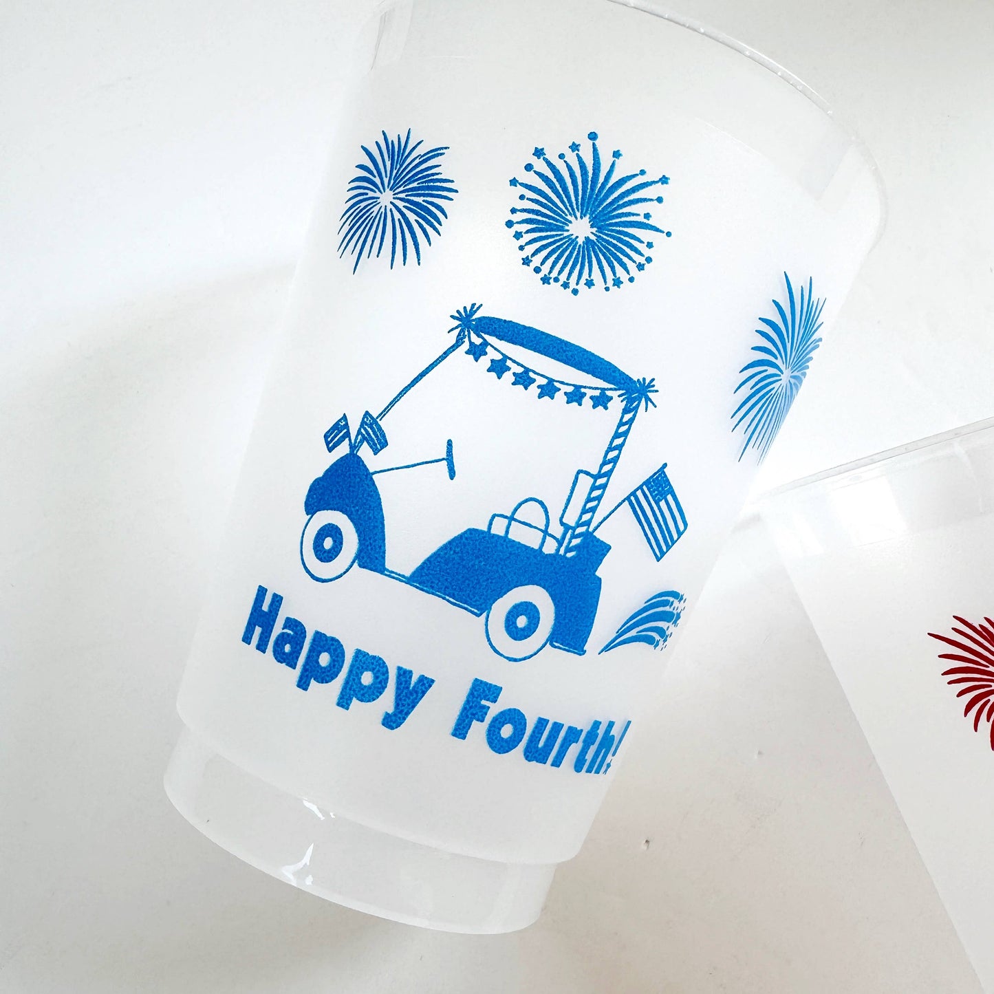 Golfcart 4th of July Frosted Cups