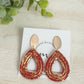 Red Polymer Clay + Gold Leaf Teardrop Earrings | Oval Post