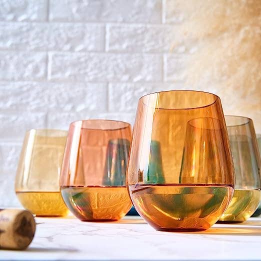 Unbreakable Acrylic Stemless Wine Glasses Glasses Set of 6