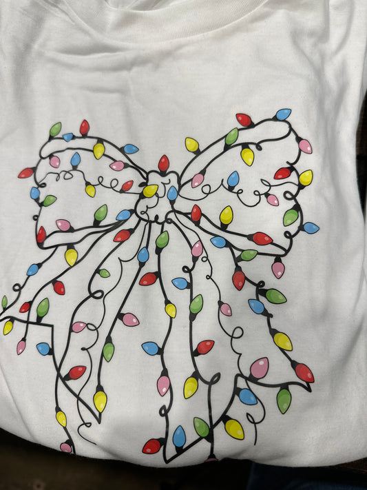 Christmas lights bow longsleeve