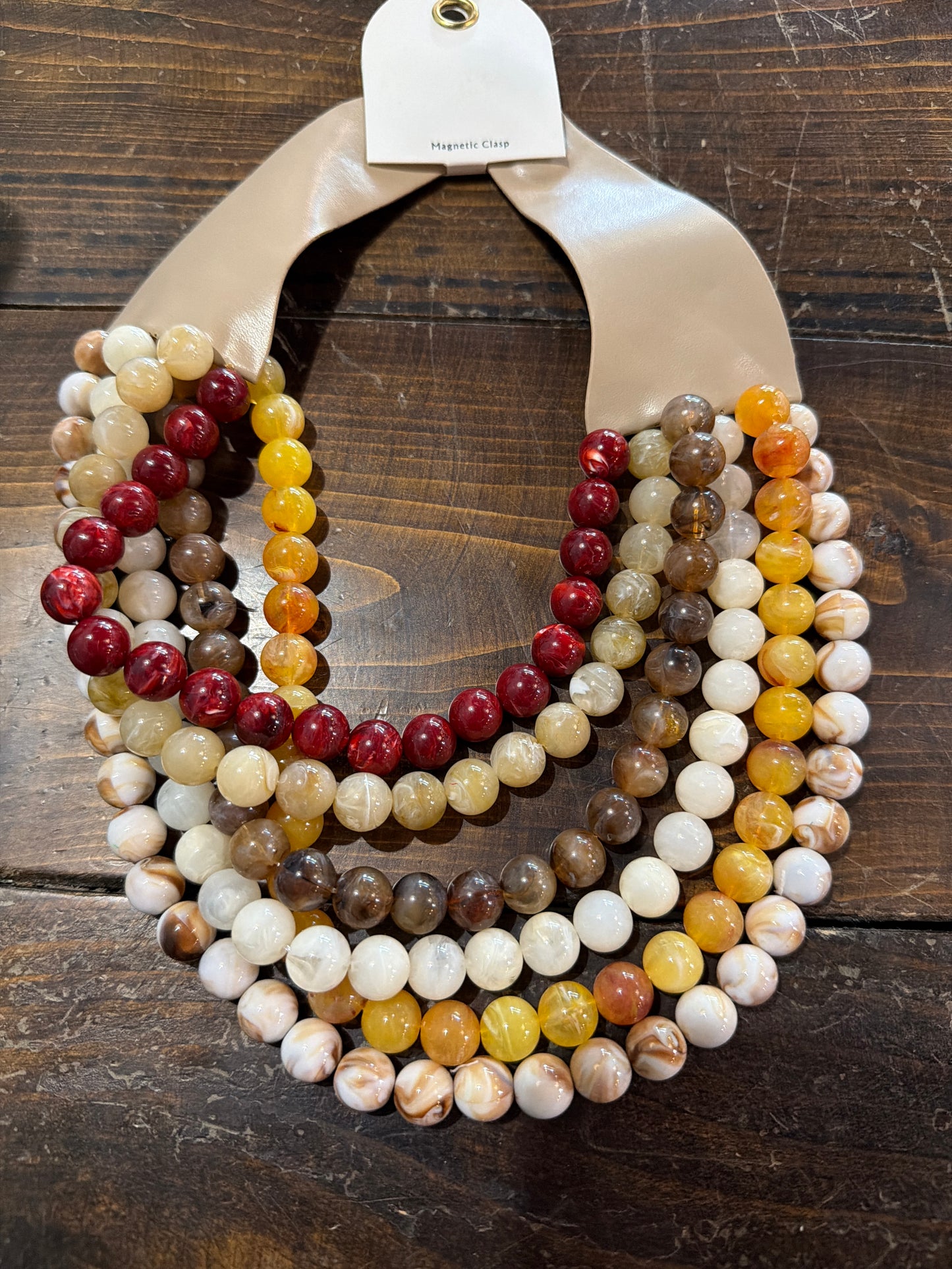 6 layer multi color beaded necklace