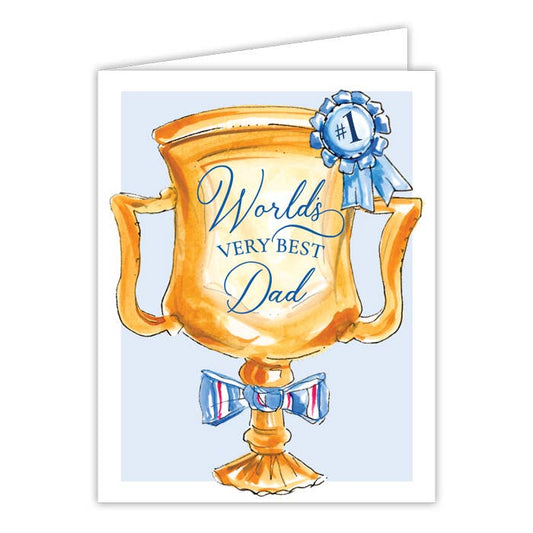 World's Very Best Dad Trophy with Bow Tie Greeting Card