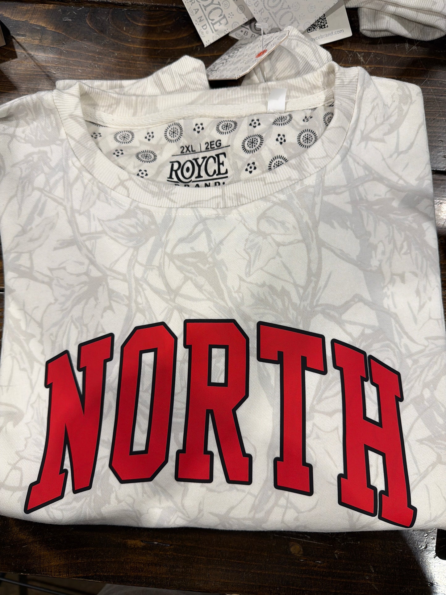 North white camo crewneck sweatshirt