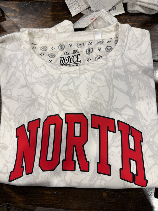 North white camo crewneck sweatshirt