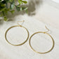 Large Brushed Gold Circle Hoop Earrings on Gold Hook