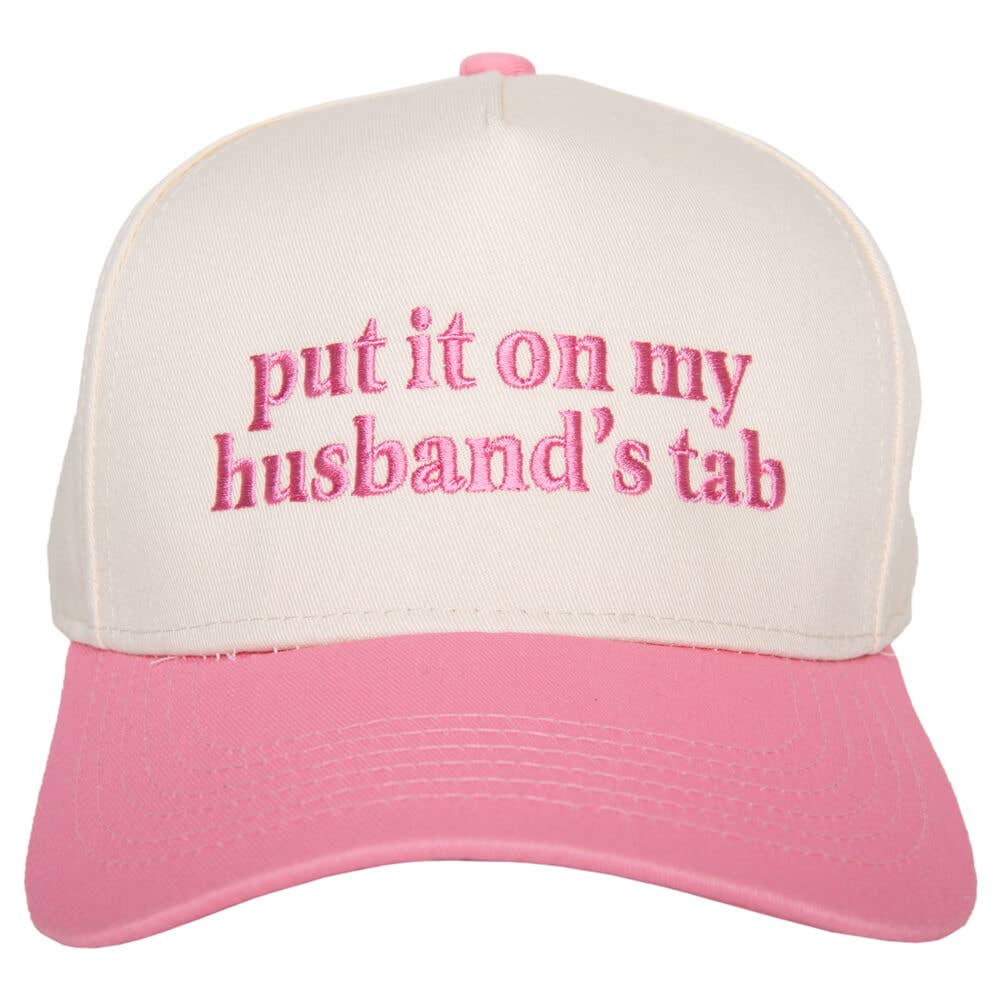 Put It On My Husband's Tab Wholesale Two-Toned Vintage Hat: Black and Tan