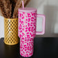 Light Pink Leopard 38 Oz Stainless Steel Tumbler: Light Pink