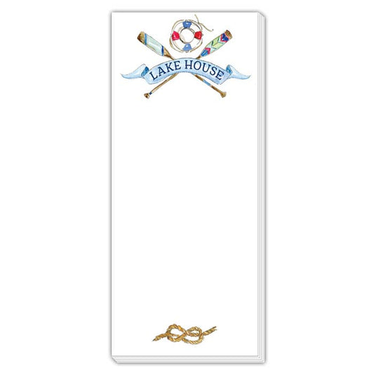 Lake House Crossed Oars and Life Preserver Skinny Notepad