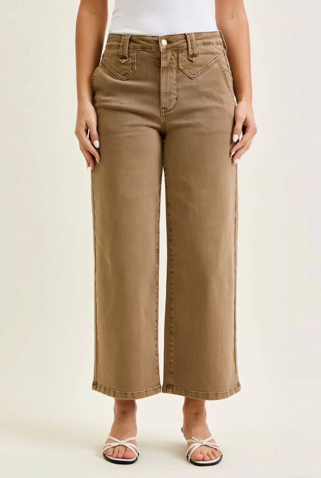 Judy Blue Golden Brown High Waisted Wide Ankle Jeans