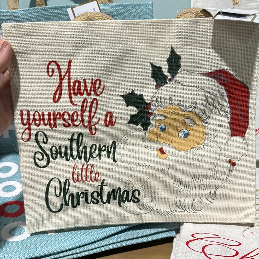 Southern Christmas jute bag