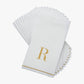 R Gold Monogram Paper Disposable Dinner Napkins | 14 Napkins: 14 Guest Napkins - 4.25" x 7.75"