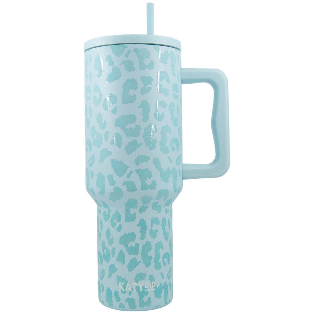 Mint Leopard 38 Oz Tumbler Coffee Cup: Mint