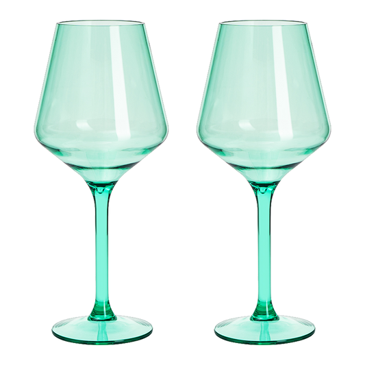 Shatterproof Wine Glasses - Pastel Set of 2- 15oz: Green