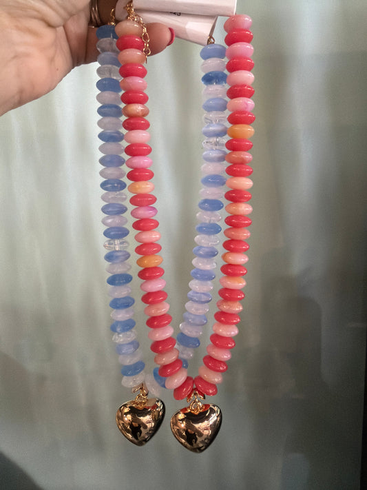 Puffy Heart Beaded Necklace