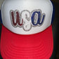 USA script sequin trucker hat