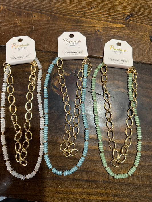 Little Beads and Gold Chain Necklace