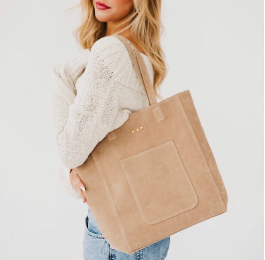 Cream Dawn suede Carryall Tote