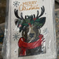 Merry Christmas reindeer tea towel