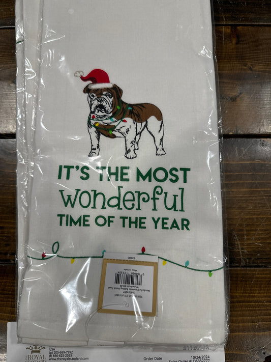 Wonderful Christmas bulldog hand towel