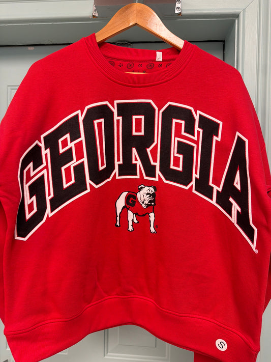 Georgia Logo Sweeper Fleece Sweatshirt