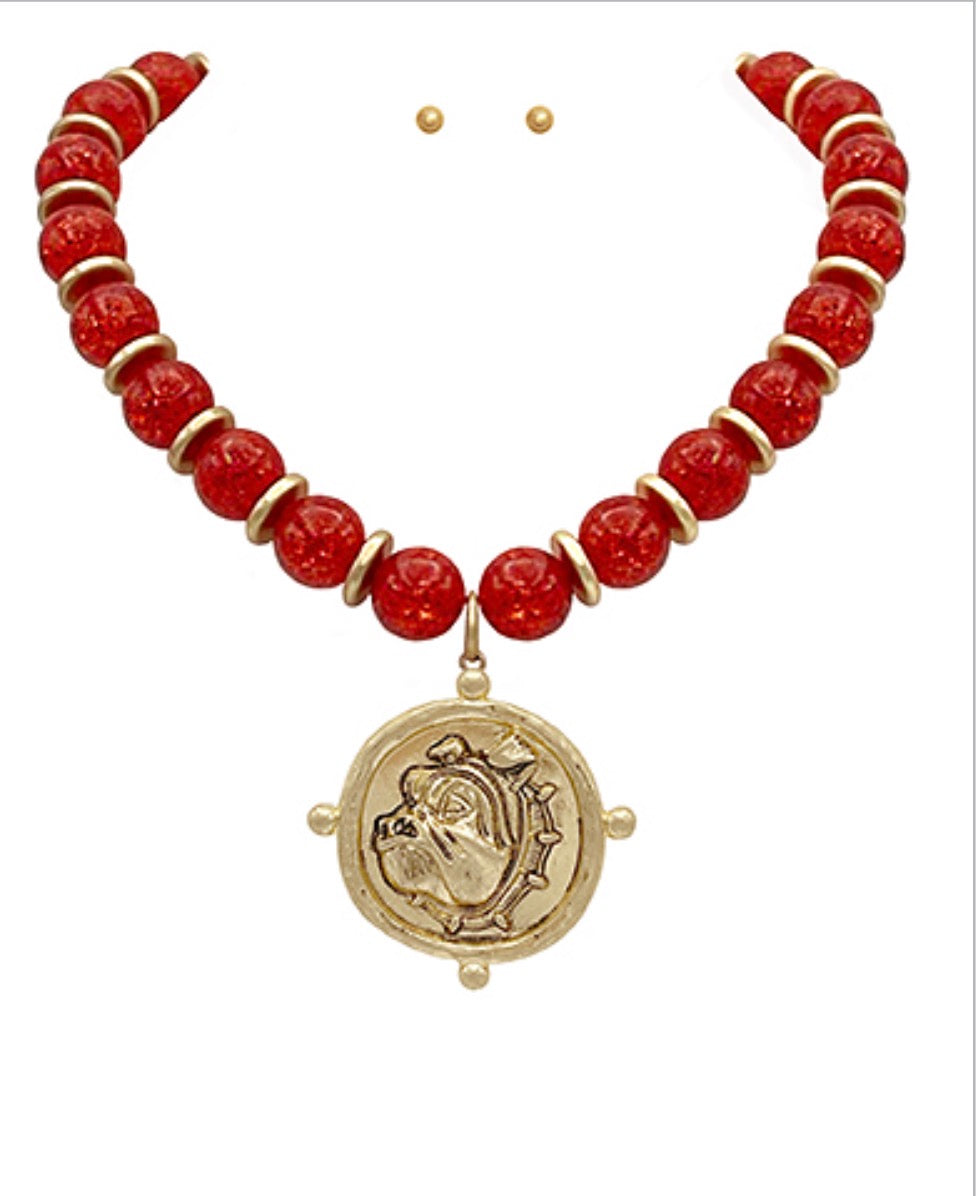 Bulldog Face Pendant Necklace