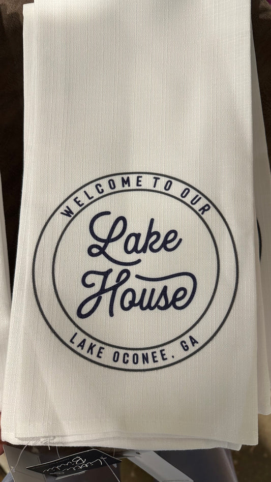 Welcome to our Lake House Tea Towel