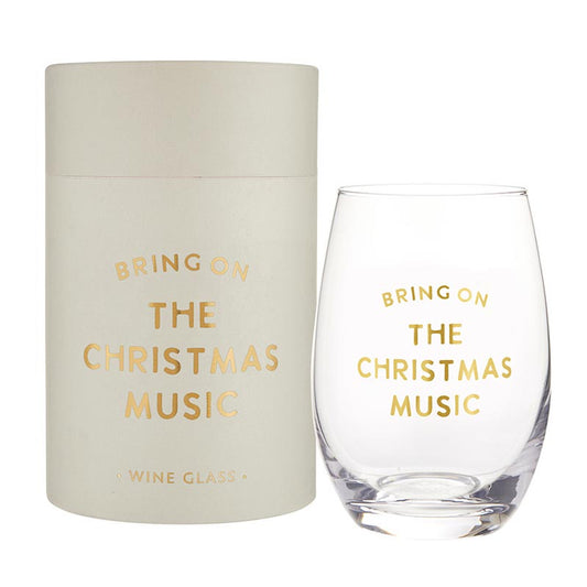 Xmas Music Stemless Wine Glass