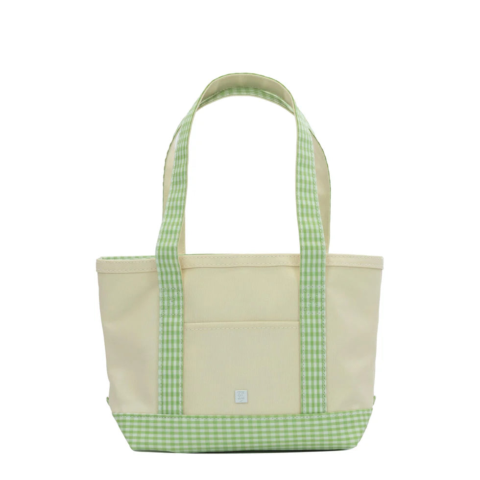 MINI TOTE - COATED CANVAS NATURAL With GINGHAM