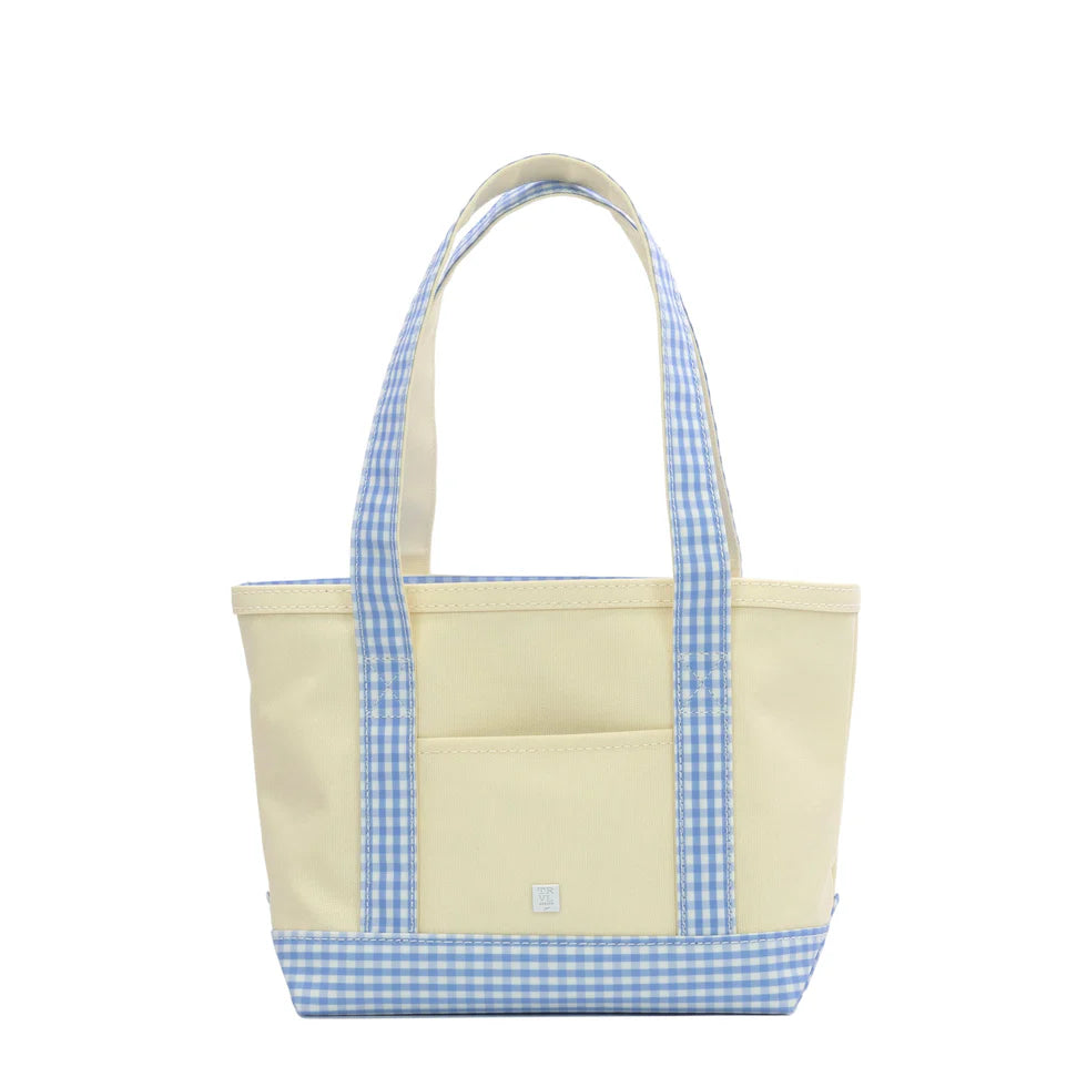 MINI TOTE - COATED CANVAS NATURAL With GINGHAM