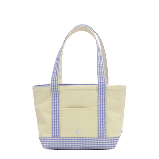 MINI TOTE - COATED CANVAS NATURAL With GINGHAM