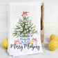 Merry Mahjong Chinoiserie Christmas Tree Tea Towel