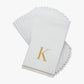 K Gold Monogram Paper Disposable Dinner Napkins | 14 Napkins: 14 Guest Napkins - 4.25" x 7.75"