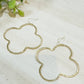 Large Light Brushed Gold Quatrefoil Earrings on Gold Hook