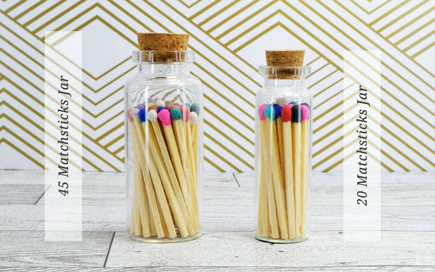 Small Match Bottles - Safety Matches in Jars with Striker: 40 Matchsticks Jar / Charcoal