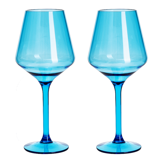 Shatterproof Wine Glasses - Pastel Set of 2- 15oz: Blue