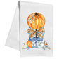 Pumpkin Topiary Orange and Blue Plaid Bow Kitchen Towel