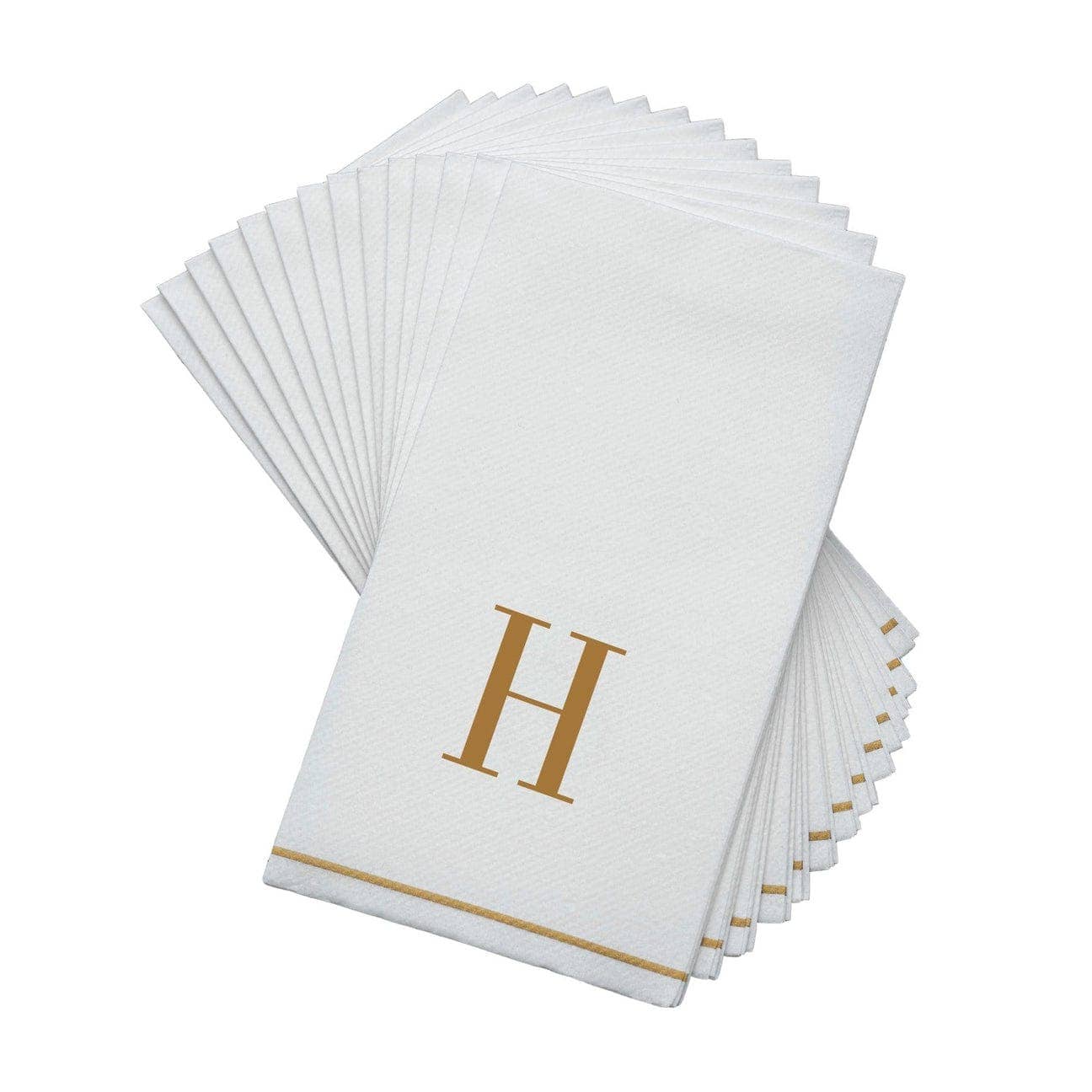 H Gold Monogram Paper Disposable Dinner Napkins | 14 Napkins: 14 Guest Napkins - 4.25" x 7.75"