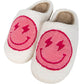 Hot Pink and White Lightning Happy Slippers: L/XL