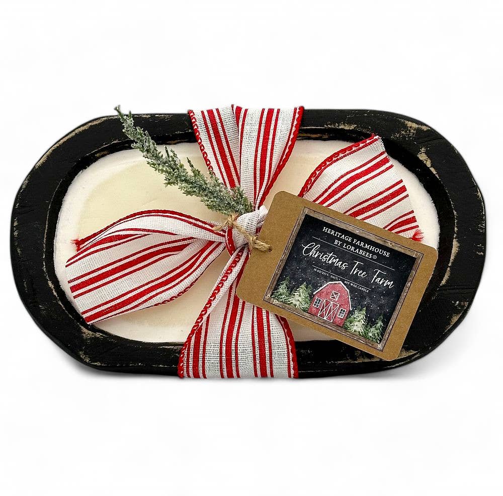 Christmas Tree Farm Holiday Farmhouse Fragrance Collection: 16 oz. Dough Bowl (Black)